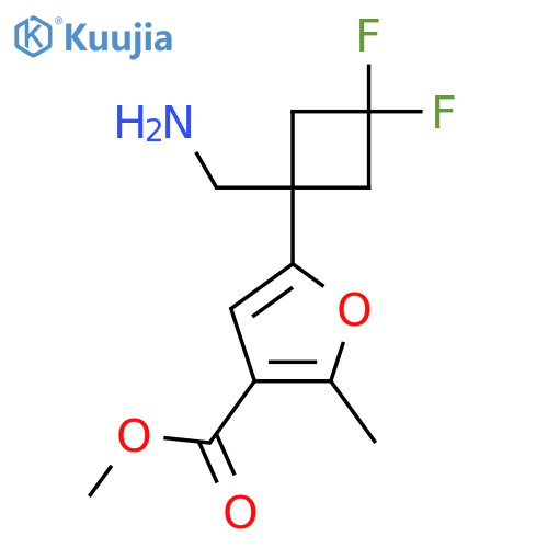methyl 5-1-(aminomethyl)-3,3-difluorocyclobutyl-2-methylfuran-3-carboxylate structure
