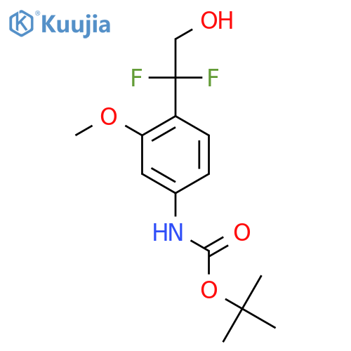 tert-butyl N-4-(1,1-difluoro-2-hydroxyethyl)-3-methoxyphenylcarbamate structure