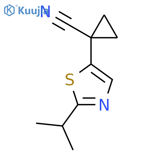 1-2-(propan-2-yl)-1,3-thiazol-5-ylcyclopropane-1-carbonitrile structure