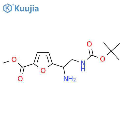 methyl 5-(1-amino-2-{(tert-butoxy)carbonylamino}ethyl)furan-2-carboxylate structure