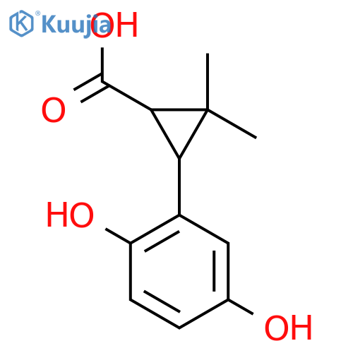 3-(2,5-dihydroxyphenyl)-2,2-dimethylcyclopropane-1-carboxylic acid structure