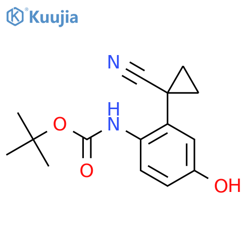 tert-butyl N-2-(1-cyanocyclopropyl)-4-hydroxyphenylcarbamate structure