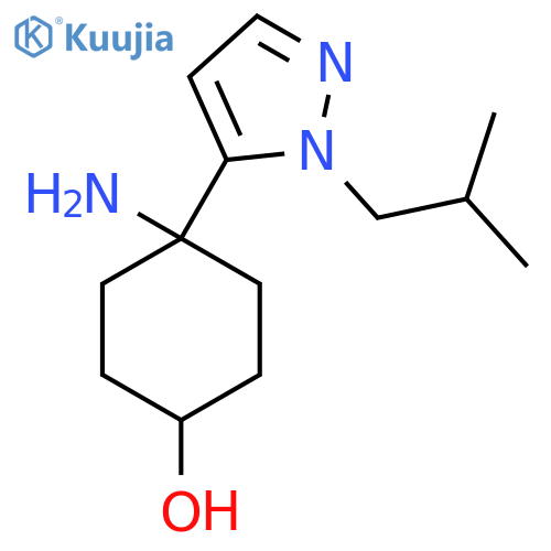 4-amino-4-1-(2-methylpropyl)-1H-pyrazol-5-ylcyclohexan-1-ol structure
