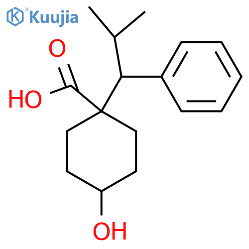 4-hydroxy-1-(2-methyl-1-phenylpropyl)cyclohexane-1-carboxylic acid structure