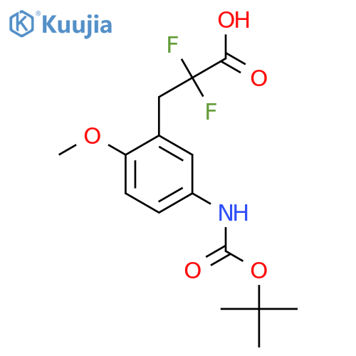 3-(5-{(tert-butoxy)carbonylamino}-2-methoxyphenyl)-2,2-difluoropropanoic acid structure