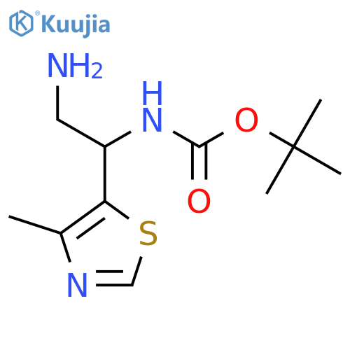 tert-butyl N-2-amino-1-(4-methyl-1,3-thiazol-5-yl)ethylcarbamate structure