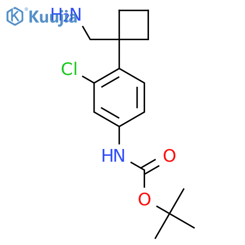 tert-butyl N-{4-1-(aminomethyl)cyclobutyl-3-chlorophenyl}carbamate structure