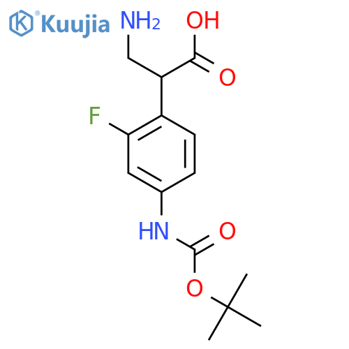 3-amino-2-(4-{(tert-butoxy)carbonylamino}-2-fluorophenyl)propanoic acid structure