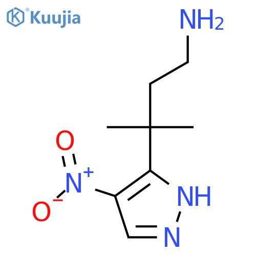 3-methyl-3-(4-nitro-1H-pyrazol-3-yl)butan-1-amine structure