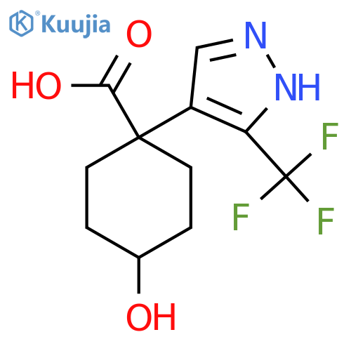 4-hydroxy-1-3-(trifluoromethyl)-1H-pyrazol-4-ylcyclohexane-1-carboxylic acid structure