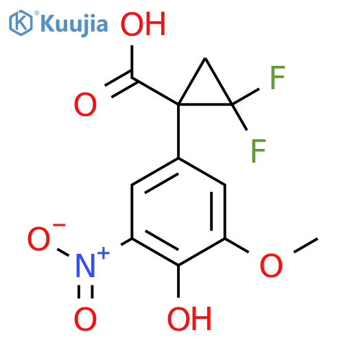 2,2-difluoro-1-(4-hydroxy-3-methoxy-5-nitrophenyl)cyclopropane-1-carboxylic acid structure