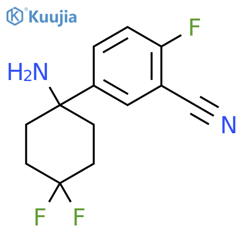 5-(1-amino-4,4-difluorocyclohexyl)-2-fluorobenzonitrile structure