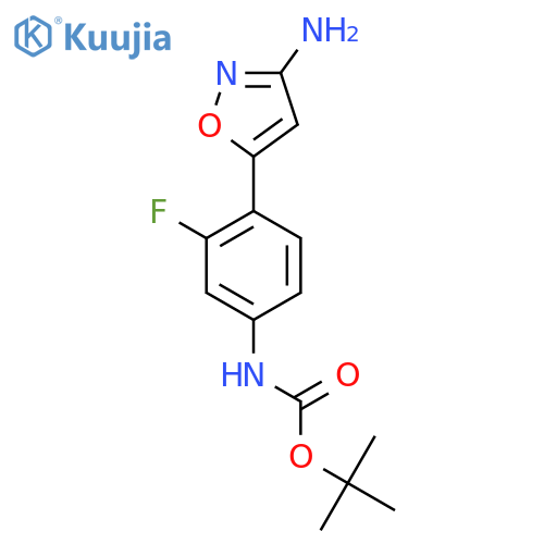 tert-butyl N-4-(3-amino-1,2-oxazol-5-yl)-3-fluorophenylcarbamate structure