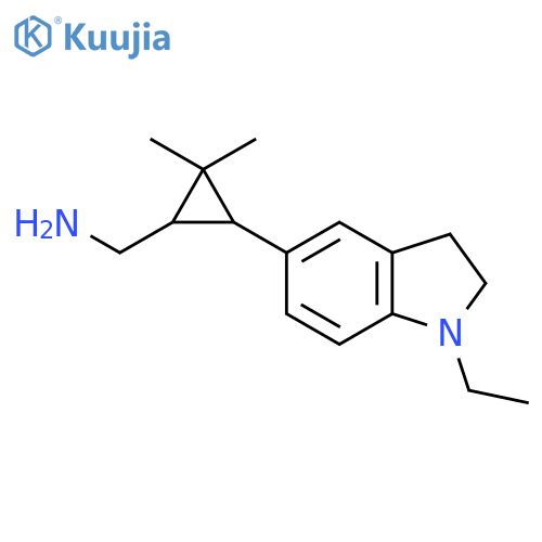 3-(1-ethyl-2,3-dihydro-1H-indol-5-yl)-2,2-dimethylcyclopropylmethanamine structure
