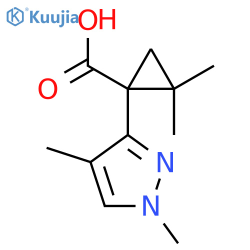 1-(1,4-dimethyl-1H-pyrazol-3-yl)-2,2-dimethylcyclopropane-1-carboxylic acid structure