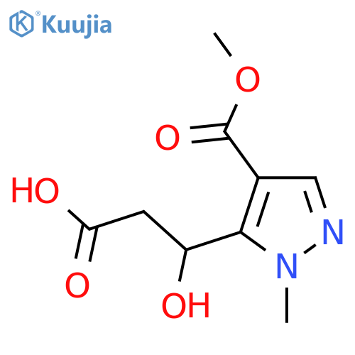3-hydroxy-3-4-(methoxycarbonyl)-1-methyl-1H-pyrazol-5-ylpropanoic acid structure