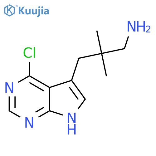 3-{4-chloro-7H-pyrrolo2,3-dpyrimidin-5-yl}-2,2-dimethylpropan-1-amine structure