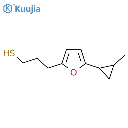 3-5-(2-methylcyclopropyl)furan-2-ylpropane-1-thiol structure