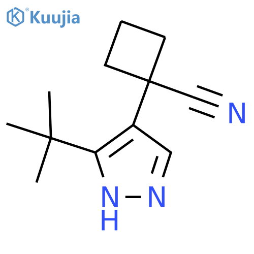 1-(3-tert-butyl-1H-pyrazol-4-yl)cyclobutane-1-carbonitrile structure