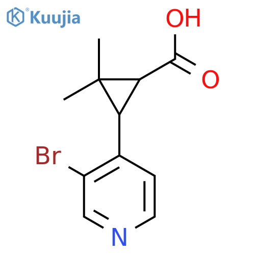 3-(3-bromopyridin-4-yl)-2,2-dimethylcyclopropane-1-carboxylic acid structure