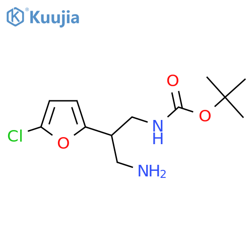 tert-butyl N-3-amino-2-(5-chlorofuran-2-yl)propylcarbamate structure