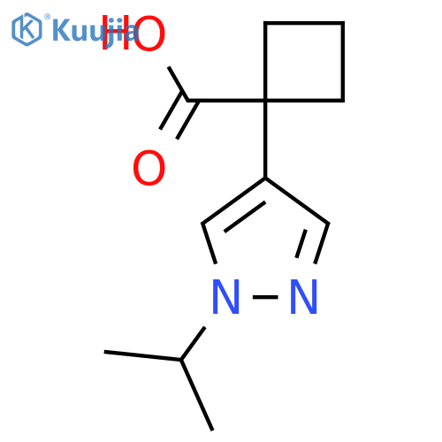 1-1-(propan-2-yl)-1H-pyrazol-4-ylcyclobutane-1-carboxylic acid structure
