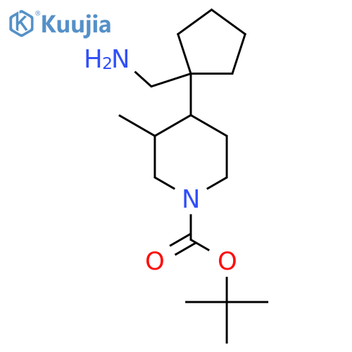 tert-butyl 4-1-(aminomethyl)cyclopentyl-3-methylpiperidine-1-carboxylate structure