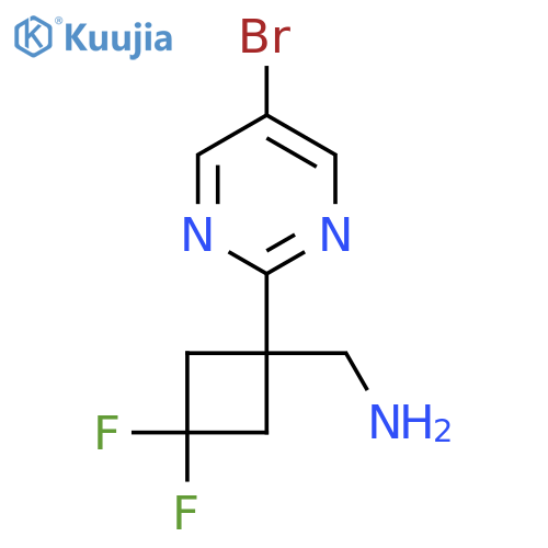 1-(5-bromopyrimidin-2-yl)-3,3-difluorocyclobutylmethanamine structure