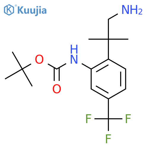 tert-butyl N-2-(1-amino-2-methylpropan-2-yl)-5-(trifluoromethyl)phenylcarbamate structure