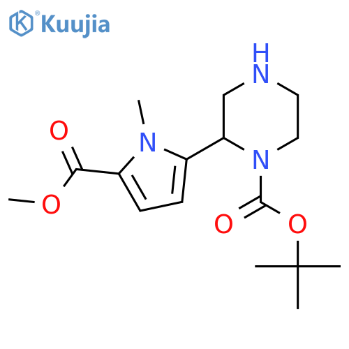tert-butyl 2-5-(methoxycarbonyl)-1-methyl-1H-pyrrol-2-ylpiperazine-1-carboxylate structure