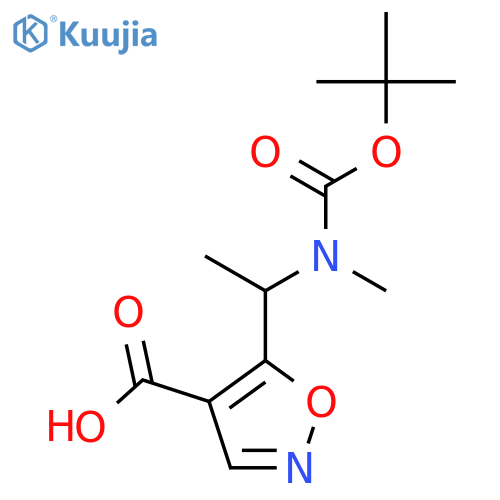 5-(1-{(tert-butoxy)carbonyl(methyl)amino}ethyl)-1,2-oxazole-4-carboxylic acid structure