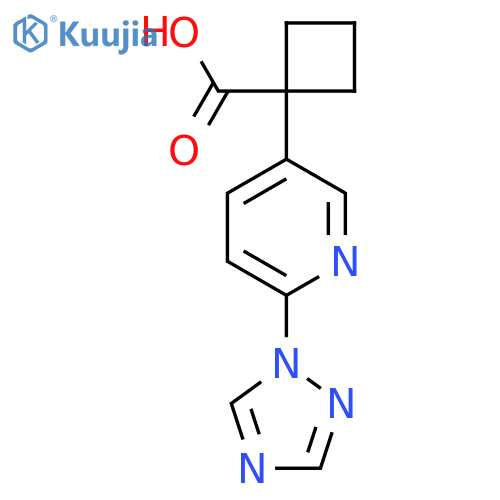 1-6-(1H-1,2,4-triazol-1-yl)pyridin-3-ylcyclobutane-1-carboxylic acid structure