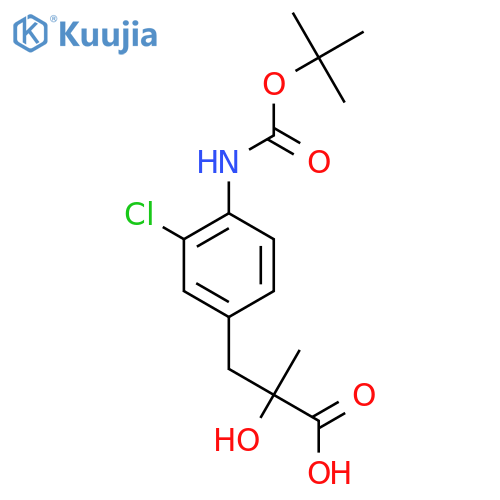 3-(4-{(tert-butoxy)carbonylamino}-3-chlorophenyl)-2-hydroxy-2-methylpropanoic acid structure