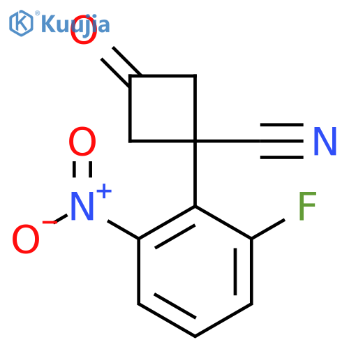 1-(2-fluoro-6-nitrophenyl)-3-oxocyclobutane-1-carbonitrile structure