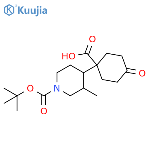 1-{1-(tert-butoxy)carbonyl-3-methylpiperidin-4-yl}-4-oxocyclohexane-1-carboxylic acid structure