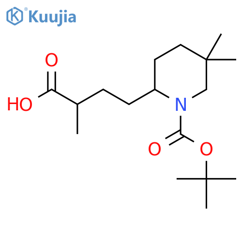 4-{1-(tert-butoxy)carbonyl-5,5-dimethylpiperidin-2-yl}-2-methylbutanoic acid structure