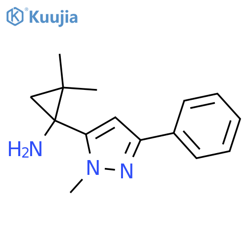 2,2-dimethyl-1-(1-methyl-3-phenyl-1H-pyrazol-5-yl)cyclopropan-1-amine structure