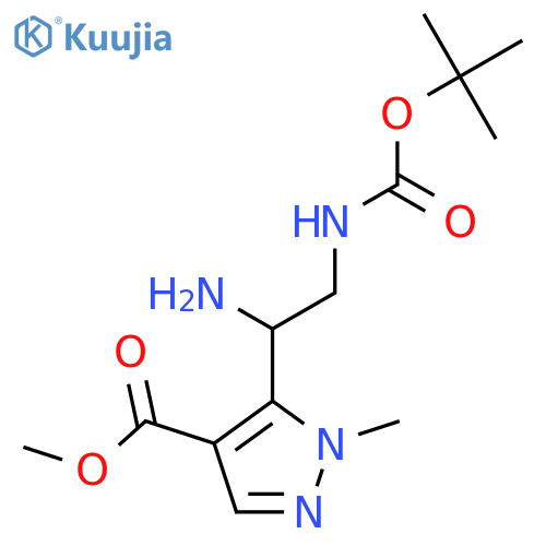 methyl 5-(1-amino-2-{(tert-butoxy)carbonylamino}ethyl)-1-methyl-1H-pyrazole-4-carboxylate structure