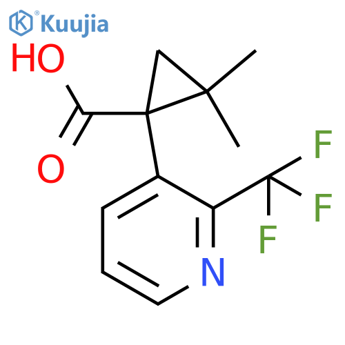 2,2-dimethyl-1-2-(trifluoromethyl)pyridin-3-ylcyclopropane-1-carboxylic acid structure