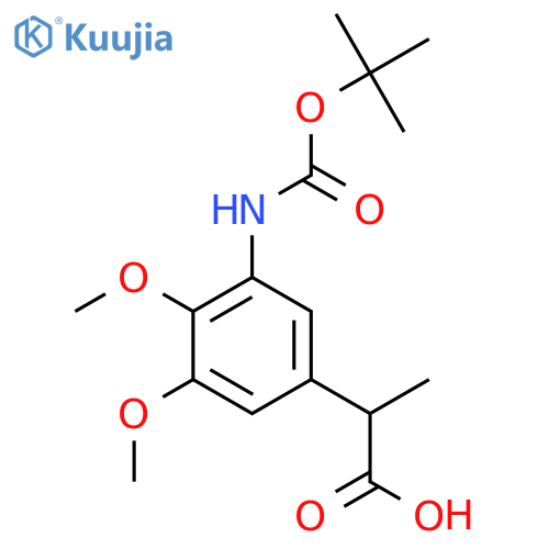 2-(3-{[(Tert-butoxy)carbonyl]amino}-4,5-dimethoxyphenyl)propanoic acid structure