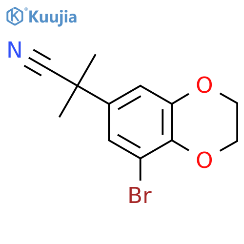 2-(8-bromo-2,3-dihydro-1,4-benzodioxin-6-yl)-2-methylpropanenitrile structure
