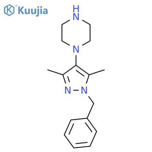 1-(1-benzyl-3,5-dimethyl-1H-pyrazol-4-yl)piperazine structure