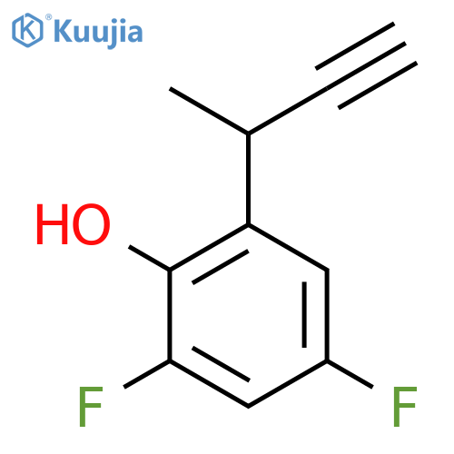 2-(but-3-yn-2-yl)-4,6-difluorophenol structure