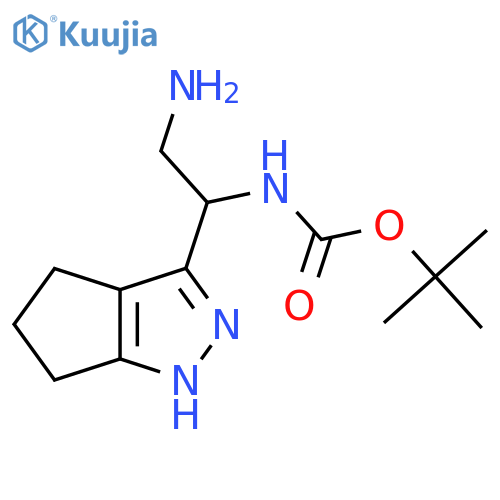 tert-butyl N-(2-amino-1-{1H,4H,5H,6H-cyclopentacpyrazol-3-yl}ethyl)carbamate structure