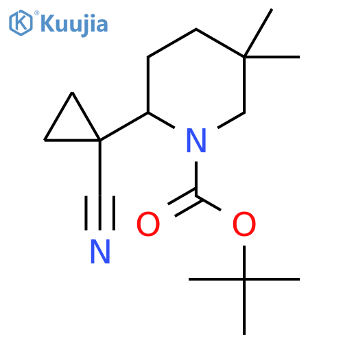 tert-butyl 2-(1-cyanocyclopropyl)-5,5-dimethylpiperidine-1-carboxylate structure