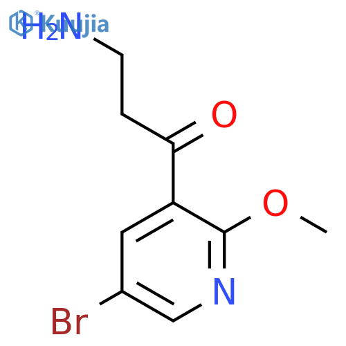 3-amino-1-(5-bromo-2-methoxypyridin-3-yl)propan-1-one structure