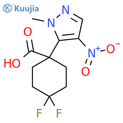 4,4-difluoro-1-(1-methyl-4-nitro-1H-pyrazol-5-yl)cyclohexane-1-carboxylic acid structure