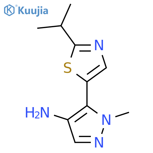 1-methyl-5-2-(propan-2-yl)-1,3-thiazol-5-yl-1H-pyrazol-4-amine structure