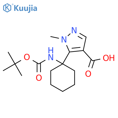 5-(1-{(tert-butoxy)carbonylamino}cyclohexyl)-1-methyl-1H-pyrazole-4-carboxylic acid structure