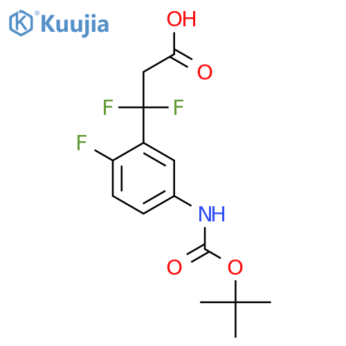 3-(5-{(tert-butoxy)carbonylamino}-2-fluorophenyl)-3,3-difluoropropanoic acid structure